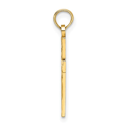 14K Yellow Gold D/C Block Cross Charm