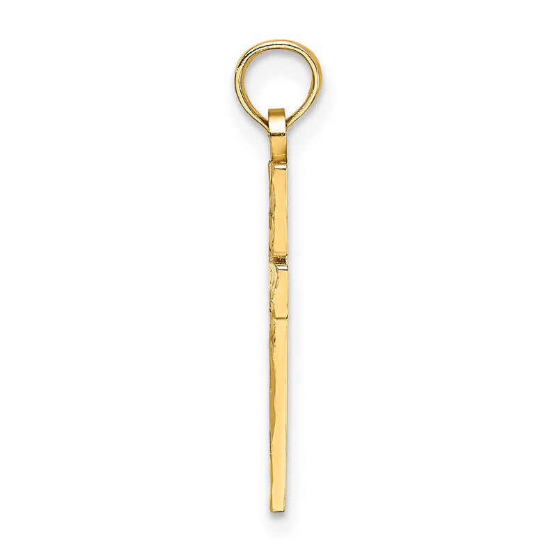 14K Yellow Gold D/C Block Cross Charm