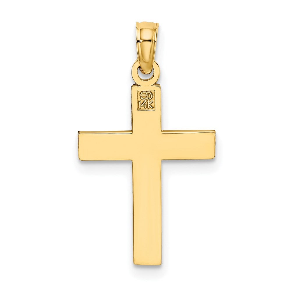 14K Yellow Gold D/C Block Cross Charm