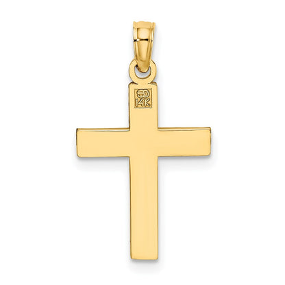 14K Yellow Gold D/C Block Cross Charm