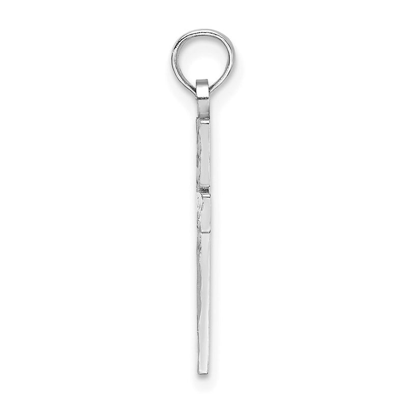 14K White Gold D/C Block Cross Charm