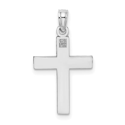 14K White Gold D/C Block Cross Charm