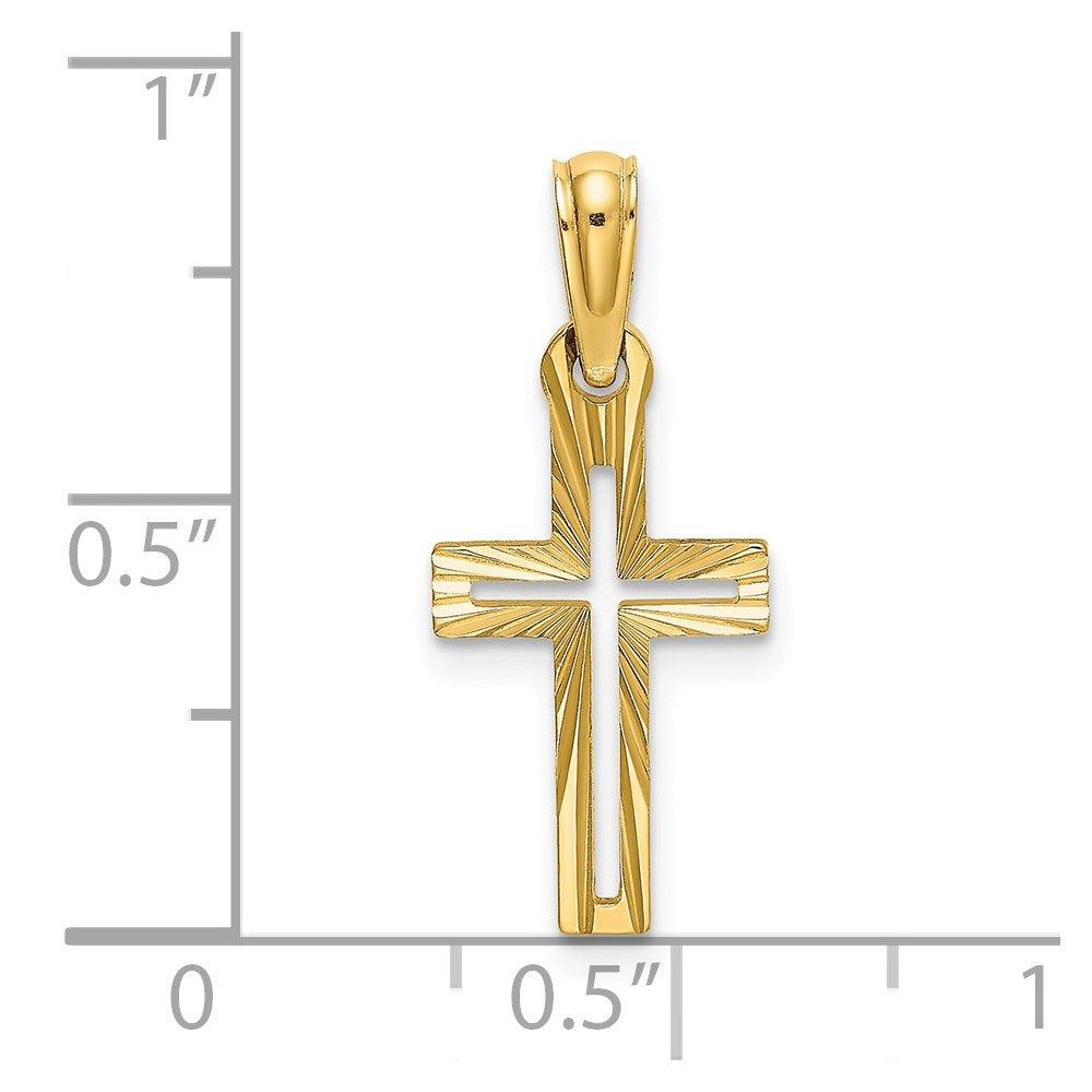 14K Yellow Gold D/C Cross Charm