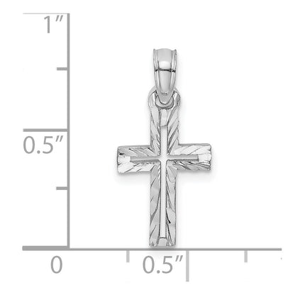 14K White Gold D/C Cross Charm