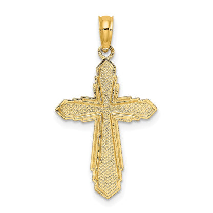 14K Yellow Gold Solid Beaded Cross Charm