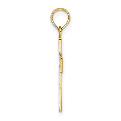 14K Yellow Gold Textured Lace Center Cross Charm