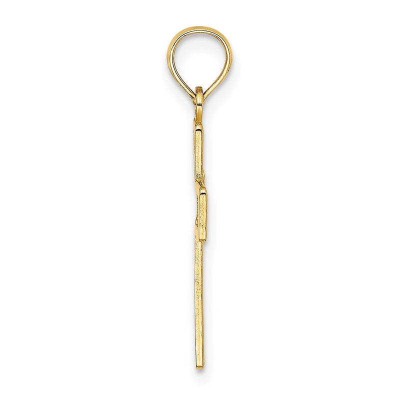 14K Yellow Gold Textured Lace Center Cross Charm