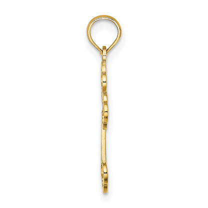 14K Yellow Gold Lace Center Budded Cross Charm