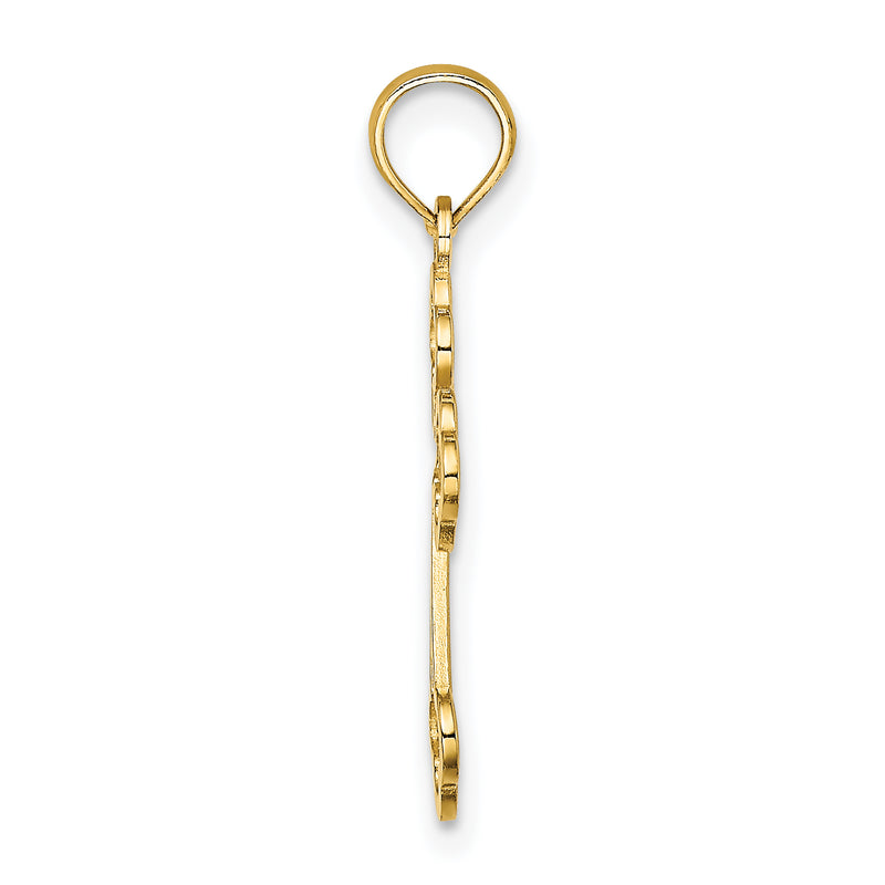 14K Yellow Gold Lace Center Budded Cross Charm