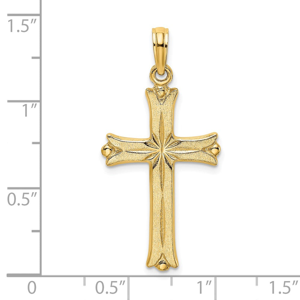 14k Yellow Gold Cross W/Starburst Center Charm