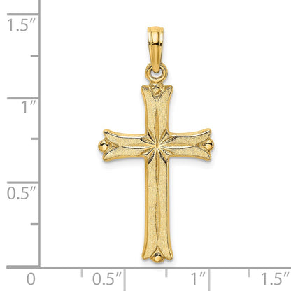 14k Yellow Gold Cross W/Starburst Center Charm