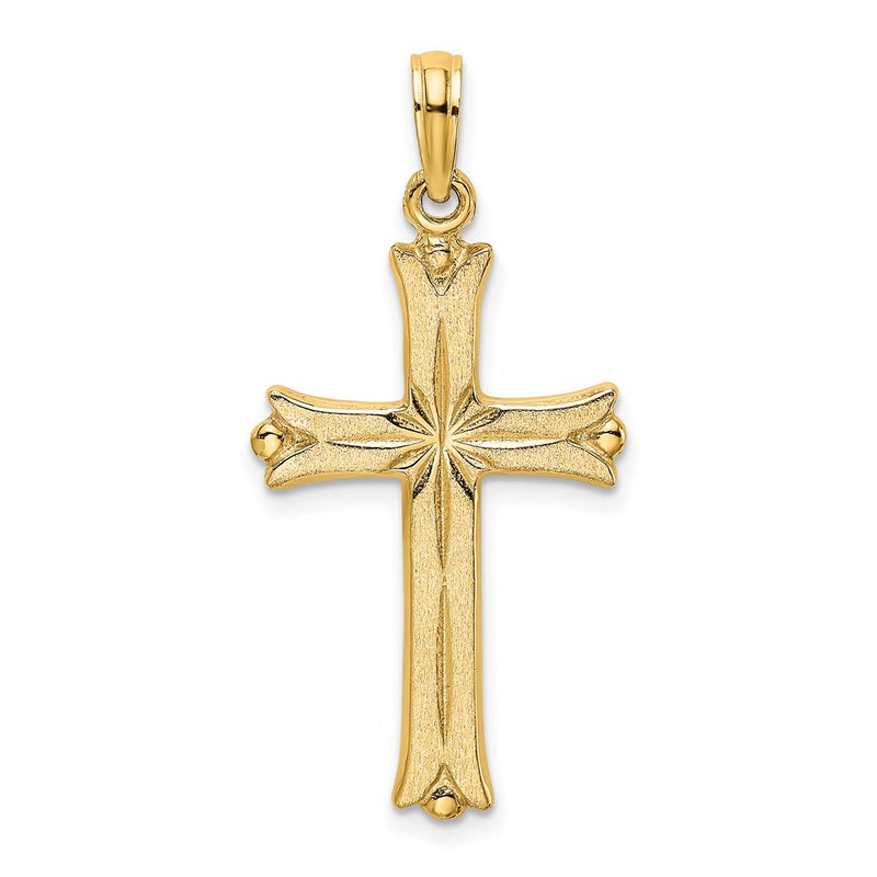 14k Yellow Gold Cross W/Starburst Center Charm