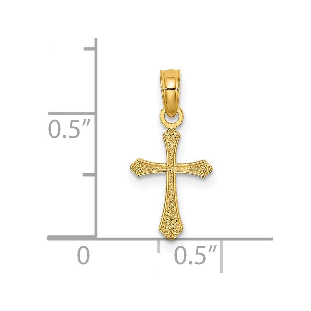 14K Yellow Gold Textured Mini Cross Charm