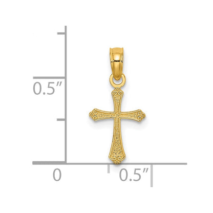 14K Yellow Gold Textured Mini Cross Charm