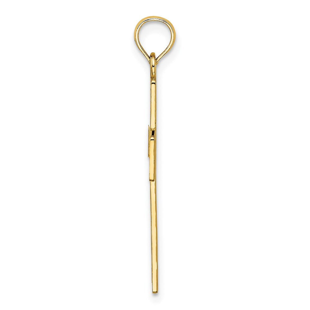 14K Yellow Gold Polished Square Cross W/ Heart Design Charm