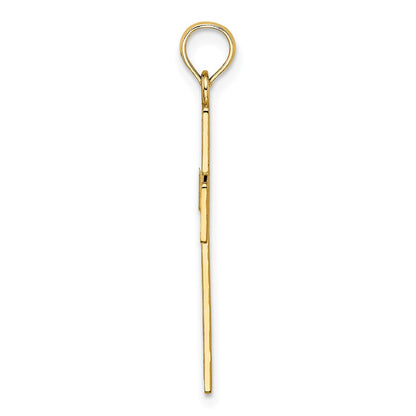 14K Yellow Gold Polished Square Cross W/ Heart Design Charm
