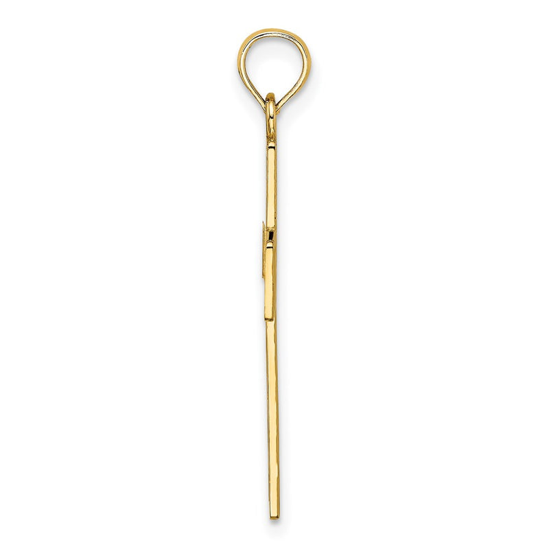 14K Yellow Gold Polished Square Cross W/ Heart Design Charm