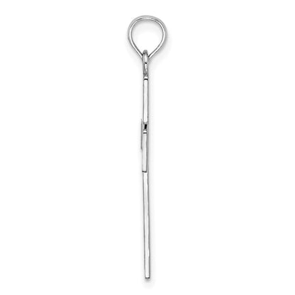 14K White Gold Polished Sqaure Cross W/ Heart Design Charm