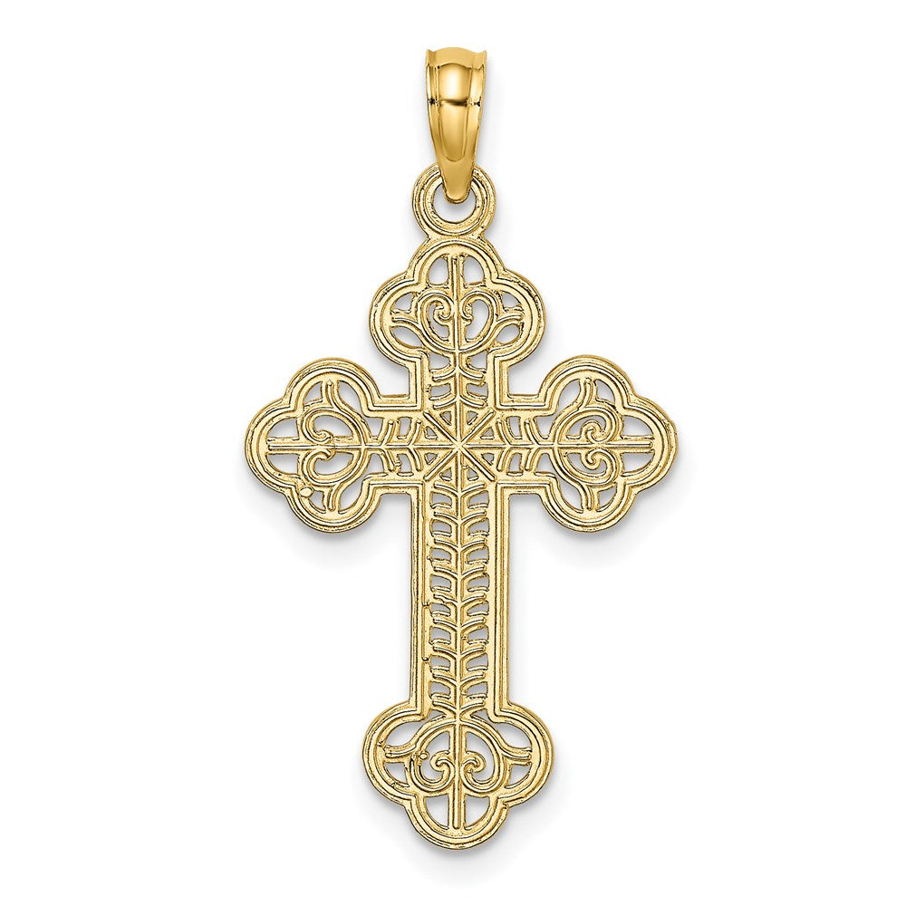 14K Yellow Gold Cut-Out Design Cross Charm