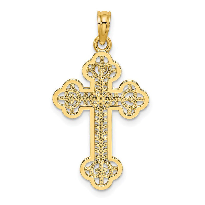 14K Yellow Gold Cut-Out Design Cross Charm