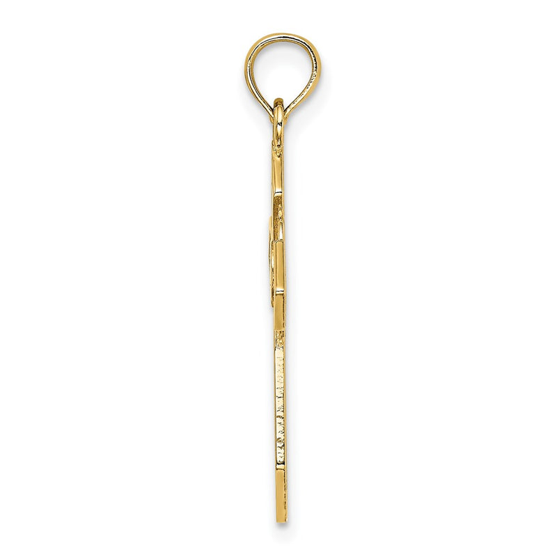 14K Yellow Gold Polished And Lace Cross Charm