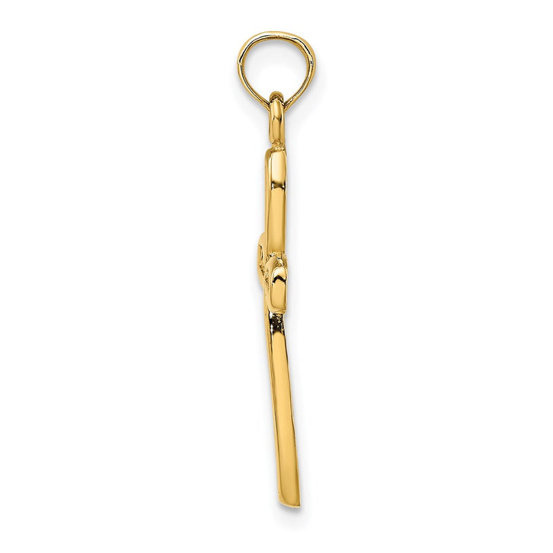 14K Yellow Gold Cross W/ Filigree Center Charm