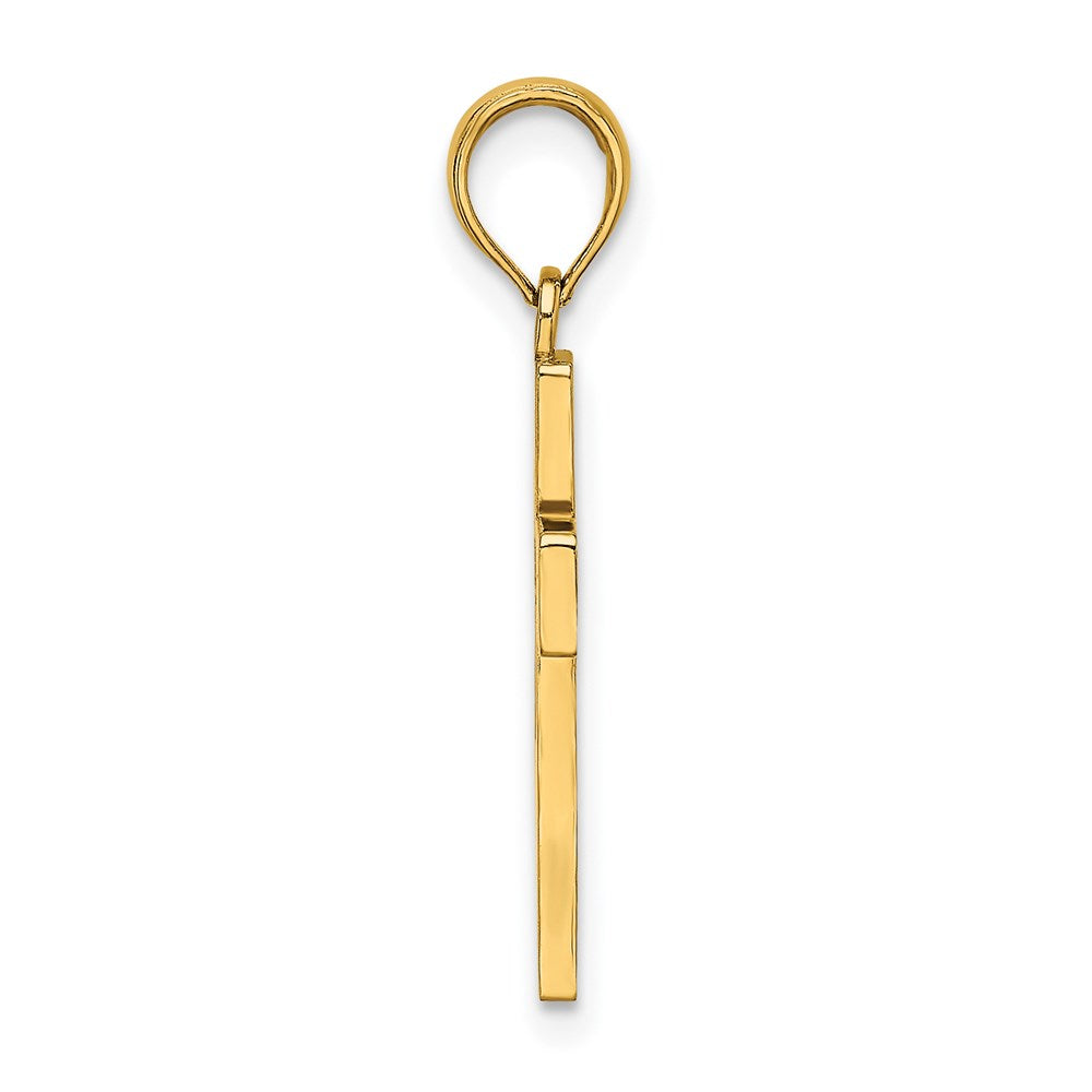 14K Yellow Gold Polished Cut-Out Cross Charm