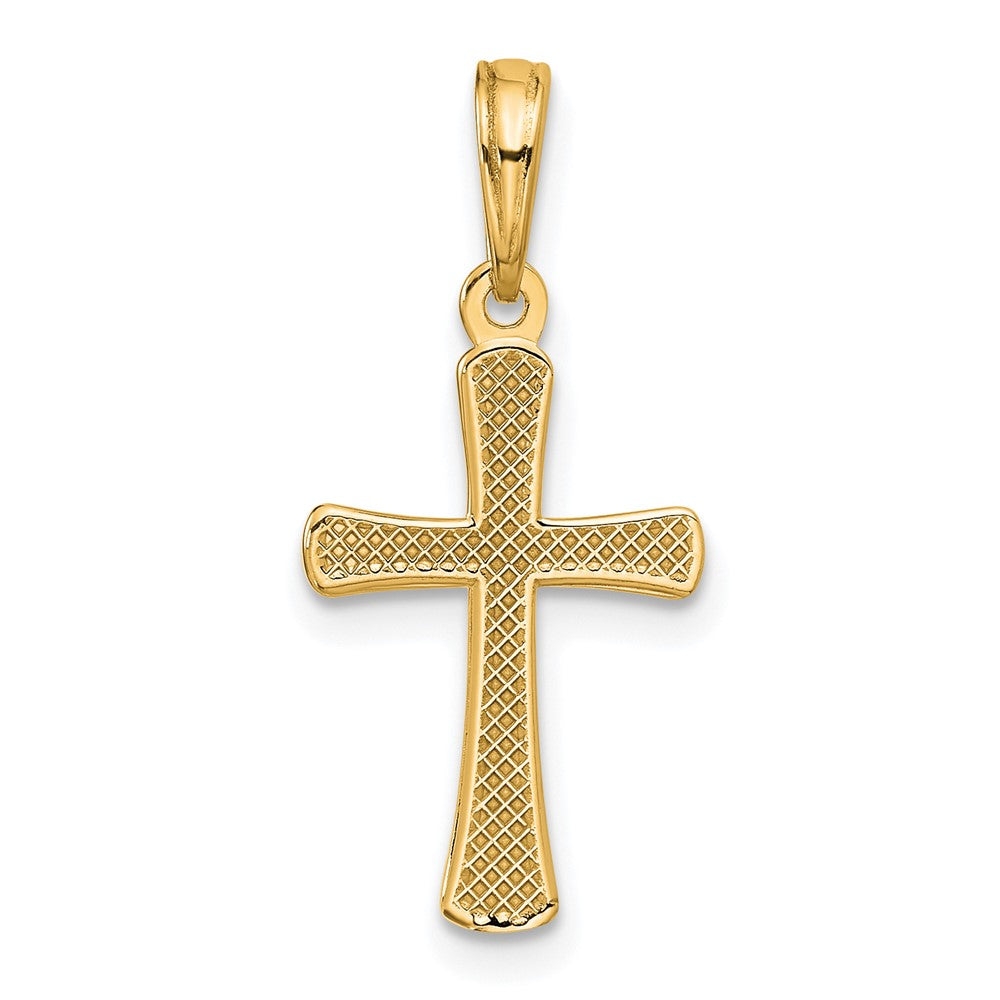 10K Yellow Gold 10K Polished Beveled Cross W/ Round Tips Charm