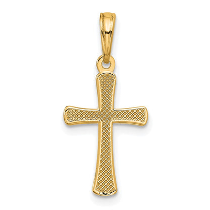 10K Yellow Gold 10K Polished Beveled Cross W/ Round Tips Charm