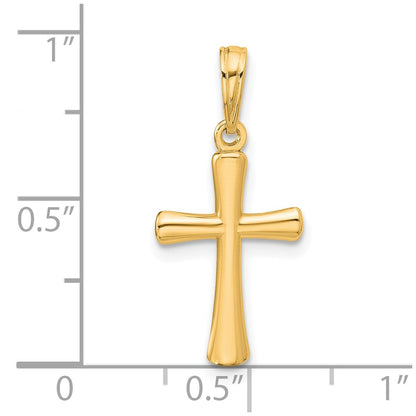 10K Yellow Gold 10K Polished Beveled Cross W/ Round Tips Charm