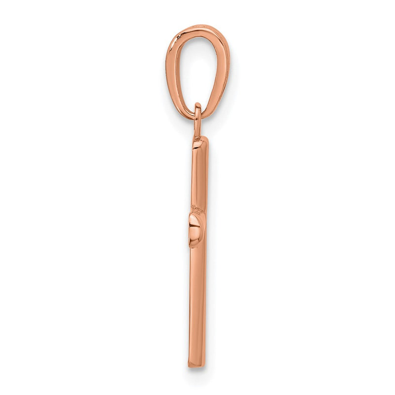 10K Rose Gold 10K Polished Beveled Cross W/ Round Tips Charm