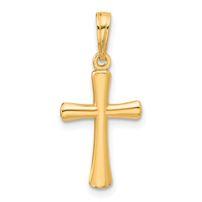 10K Yellow Gold 10K Polished Beveled Cross W/ Round Tips Charm