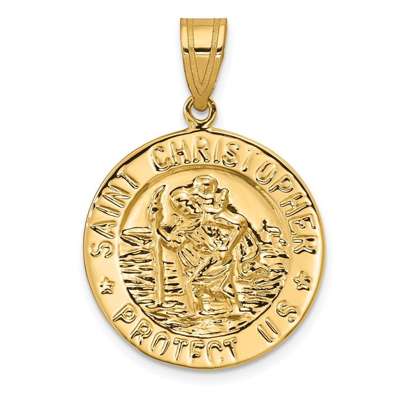 14k Yellow Gold Polished Saint Christopher Coin Charm