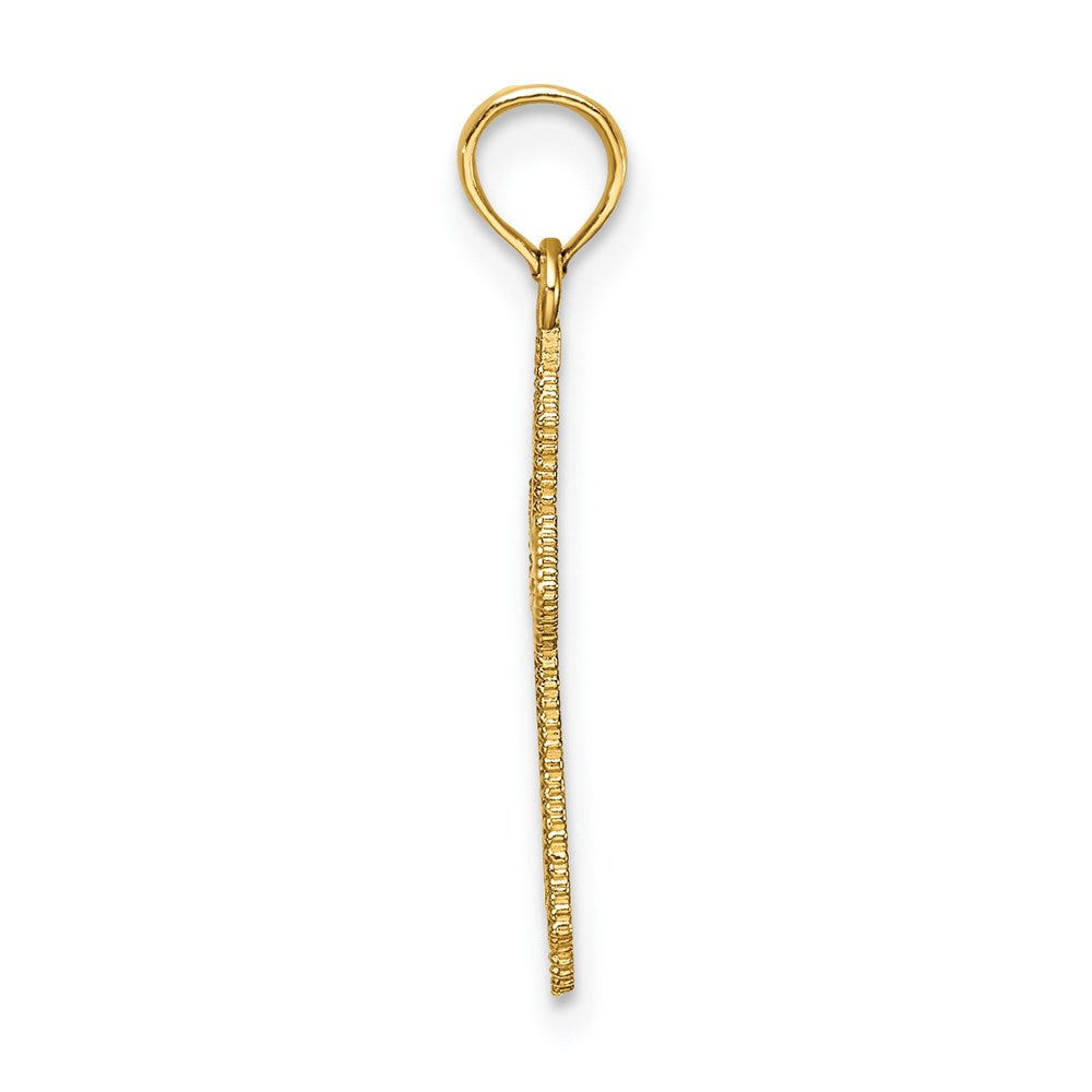 14K Yellow Gold D/C W/ Beaded Edge Cross Charm
