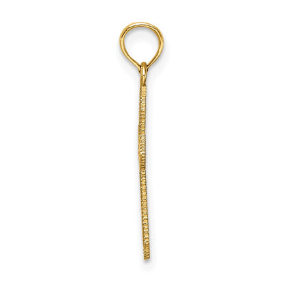 14K Yellow Gold D/C W/ Beaded Edge Cross Charm