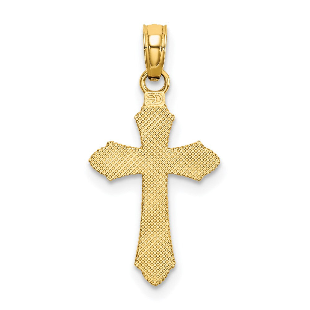 14K Yellow Gold D/C W/ Beaded Edge Cross Charm
