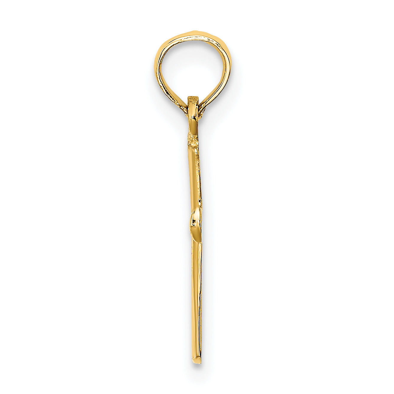 14K Yellow Gold Polished Beveled Cross W/ Round Tips Charm