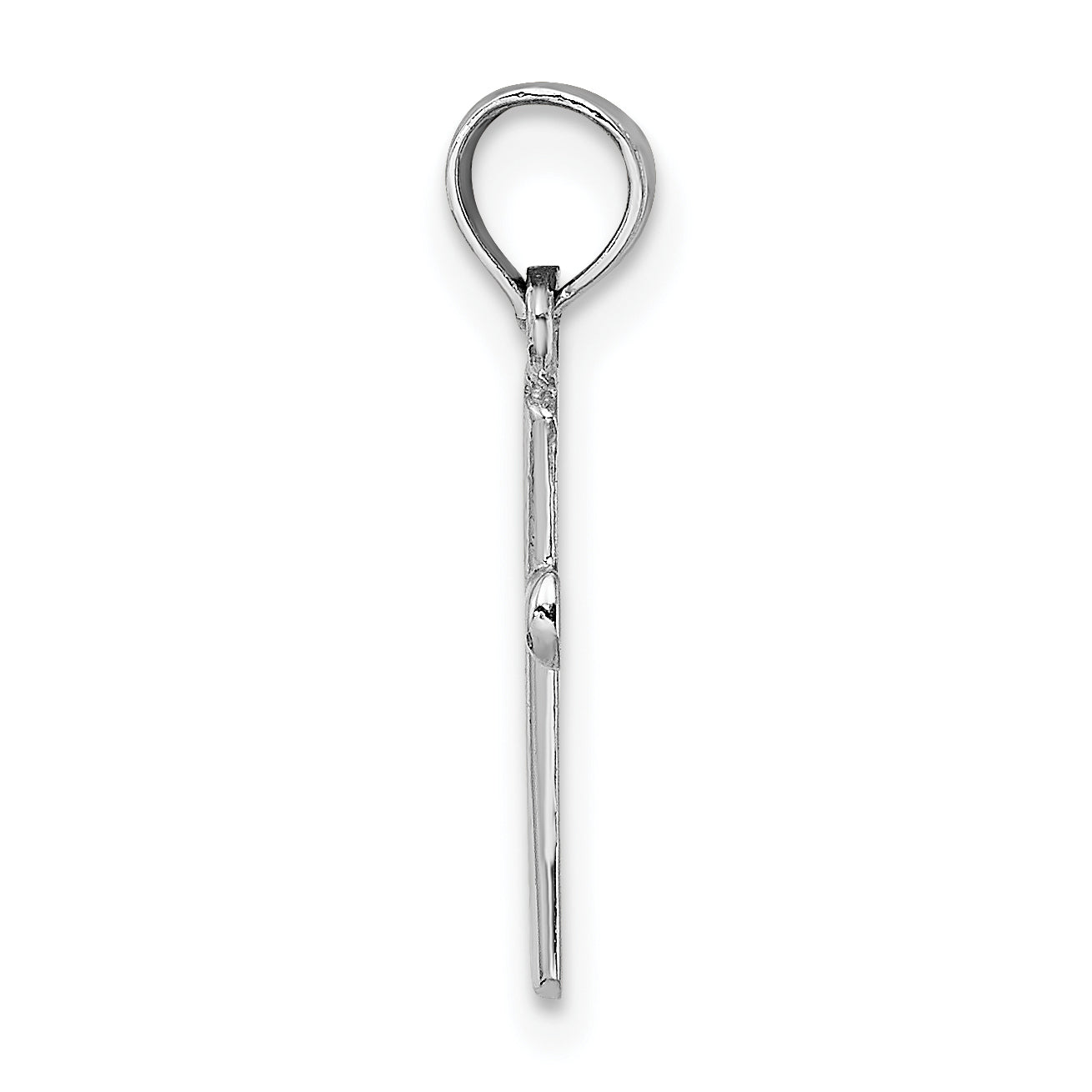 14K White Gold Polished Beveled Cross W/ Round Tips Charm
