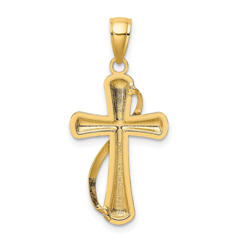 14K Yellow Gold Cross With Drape Charm