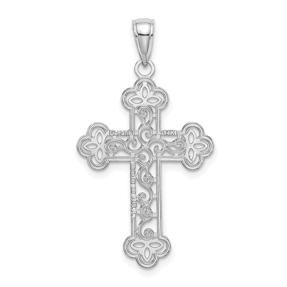 14K White Gold Textured And Beaded Edge Charm