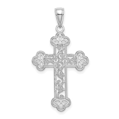 14K White Gold Textured And Beaded Edge Charm