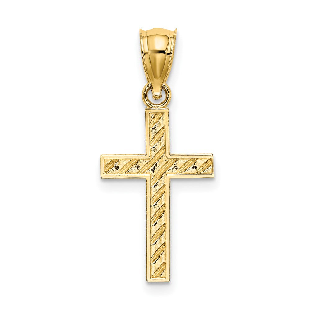 14K Yellow Gold Beaded And Polished Cross Charm
