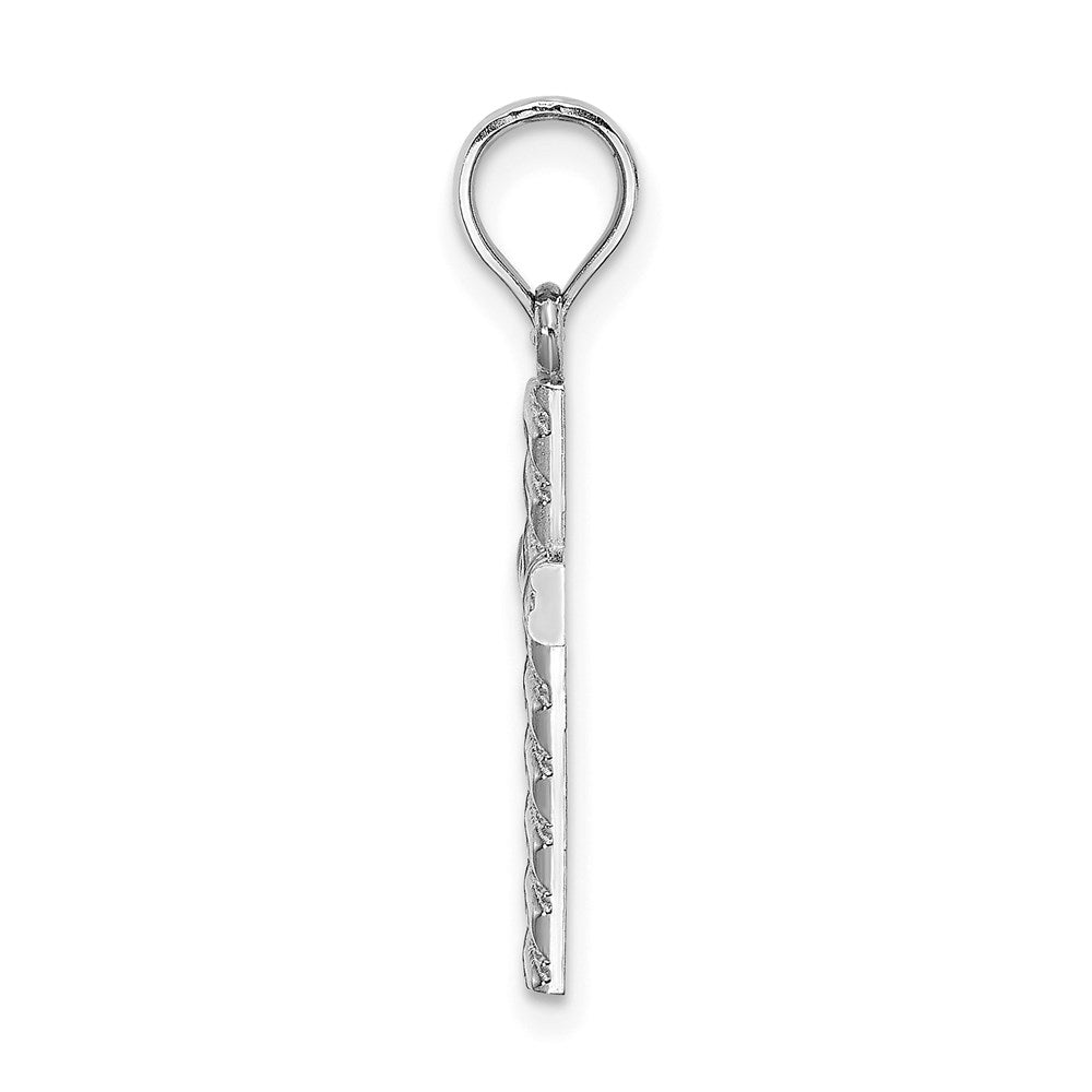 14K White Gold Beaded And Polished Cross Charm