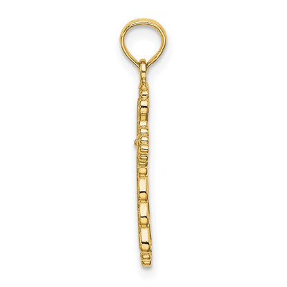 14K Yellow Gold Scalloped Cross W/ Cut-Out Center Charm
