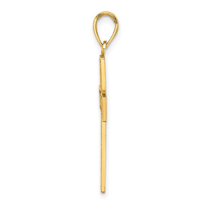 14K Yellow Gold I Love Jesus Cross W/ Hearts Charm