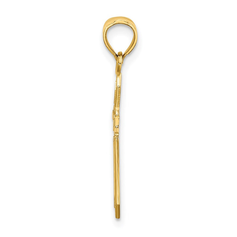 14K Yellow Gold W/ Engraved Edges Cross Charm