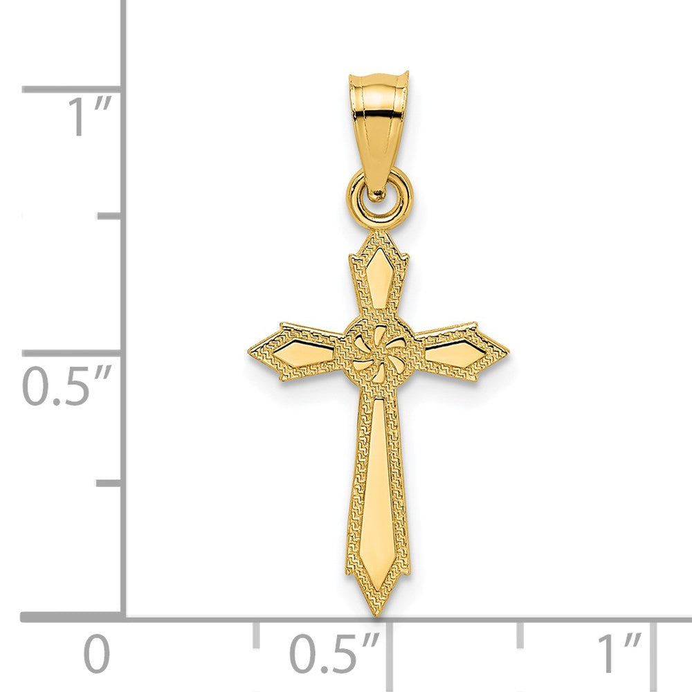 14K Yellow Gold W/ Engraved Edges Cross Charm
