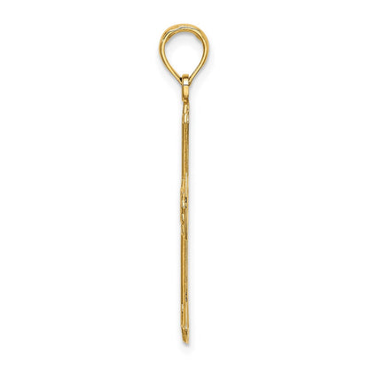 14K Yellow Gold Textured And Cut-Out Cross Charm