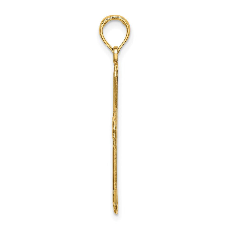 14K Yellow Gold Textured And Cut-Out Cross Charm
