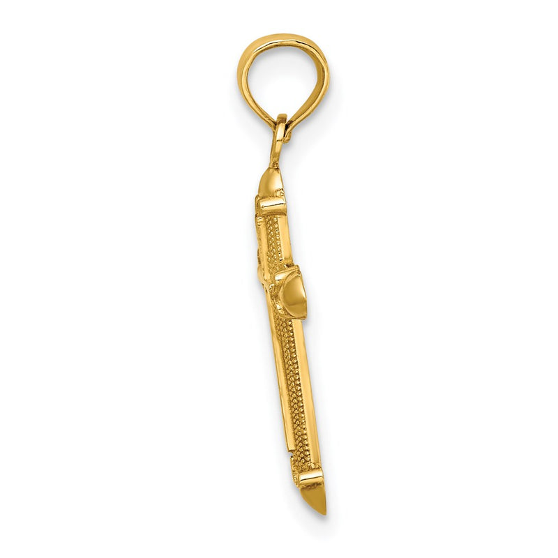14K Yellow Gold Polished W/ Scroll Design Cross Charm